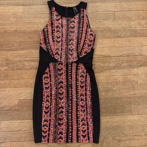 Andrée Blue black orange pink purple sleeveless mini dress size small S
 b68